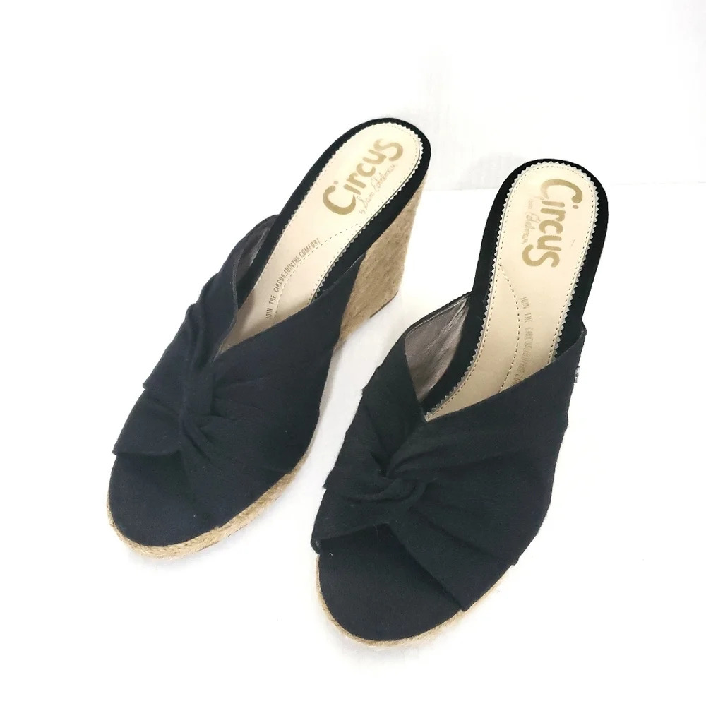 Circus By Sam Edelman Bea Wedge Espadrilles Size 9 Black Canvas Slip On …